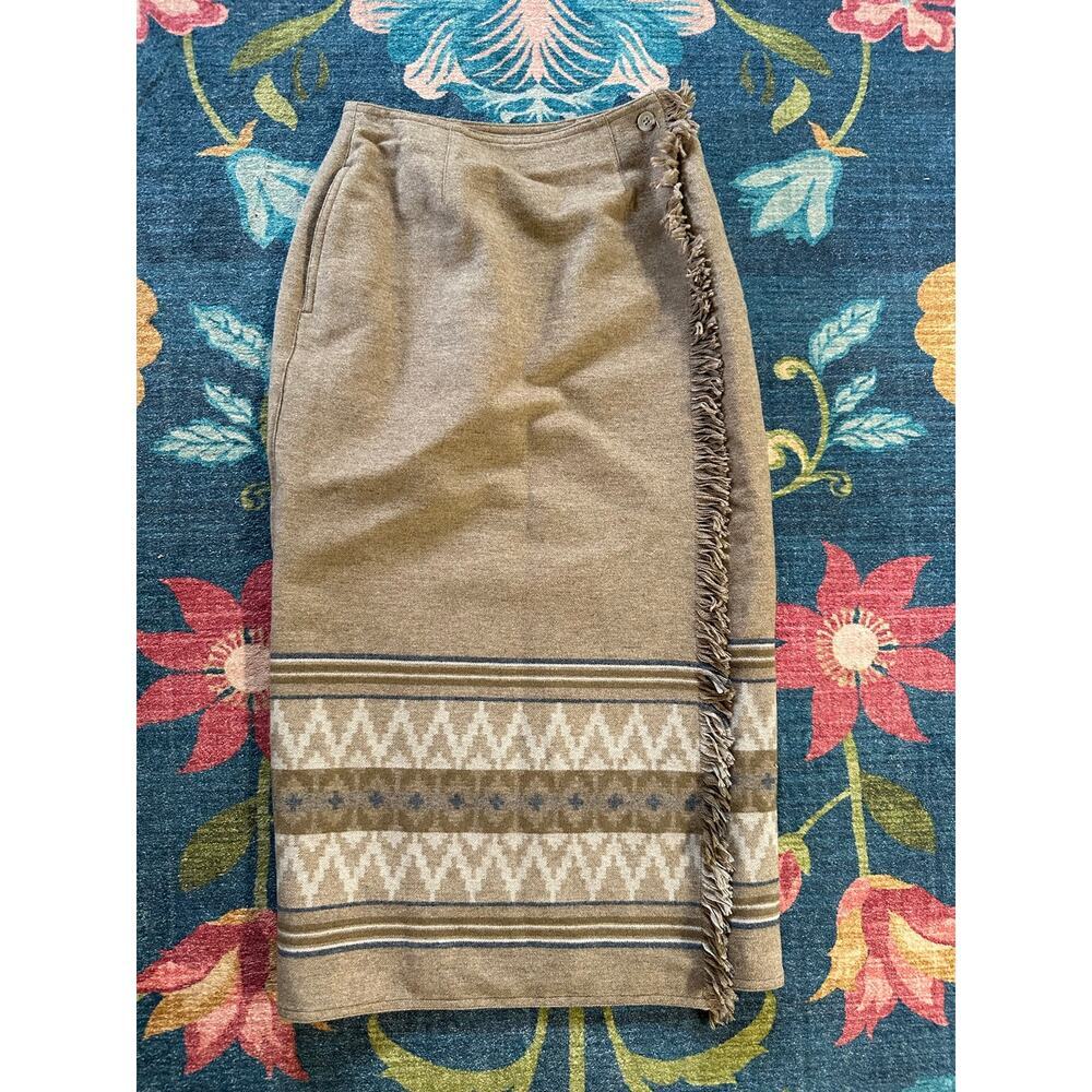 Vintage Lizsport Petite Wool Blend Southwestern Blanket Wrap Skirt Size 2 - Picture 2 of 7